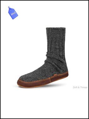 Slipper Socks with Genuine Suede Sole, Moisture Wicking Crew Length